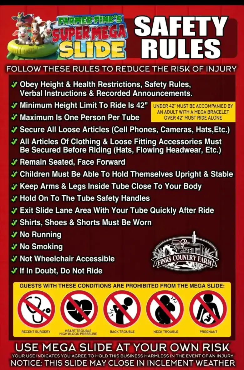 Super Mega Slide Safety Rules