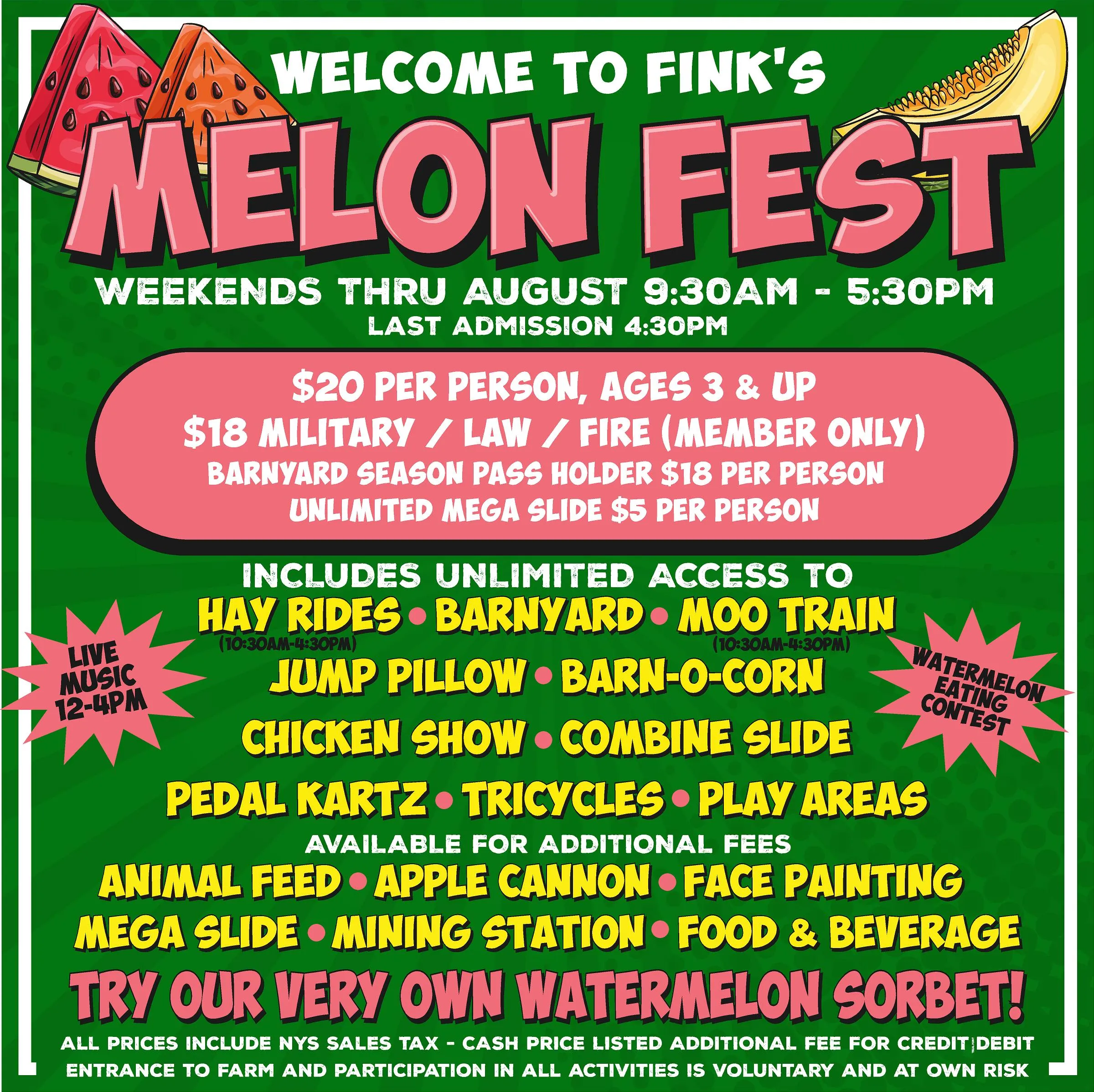 Fink's Melon Fest at Fink's Country Farm - Weekends Starting August 8th